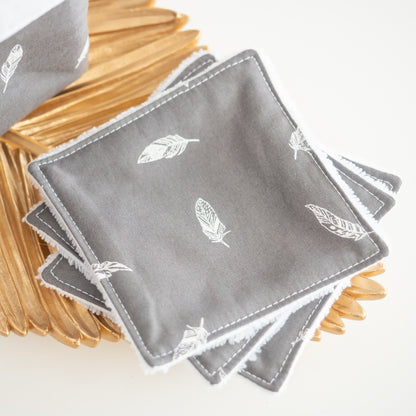 Coton lavable réutilisable en tissu et panier Plume - L'Atelier de July