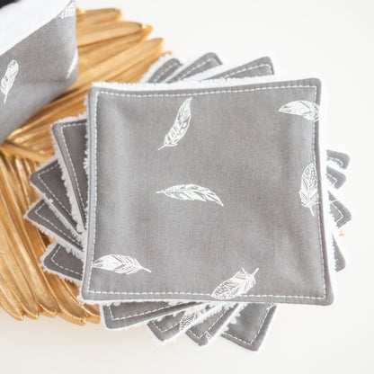 Coton lavable réutilisable en tissu et panier Plume - L'Atelier de July