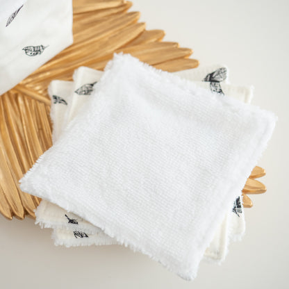 Coton lavable réutilisable en tissu et panier Plume noire - L'Atelier de July