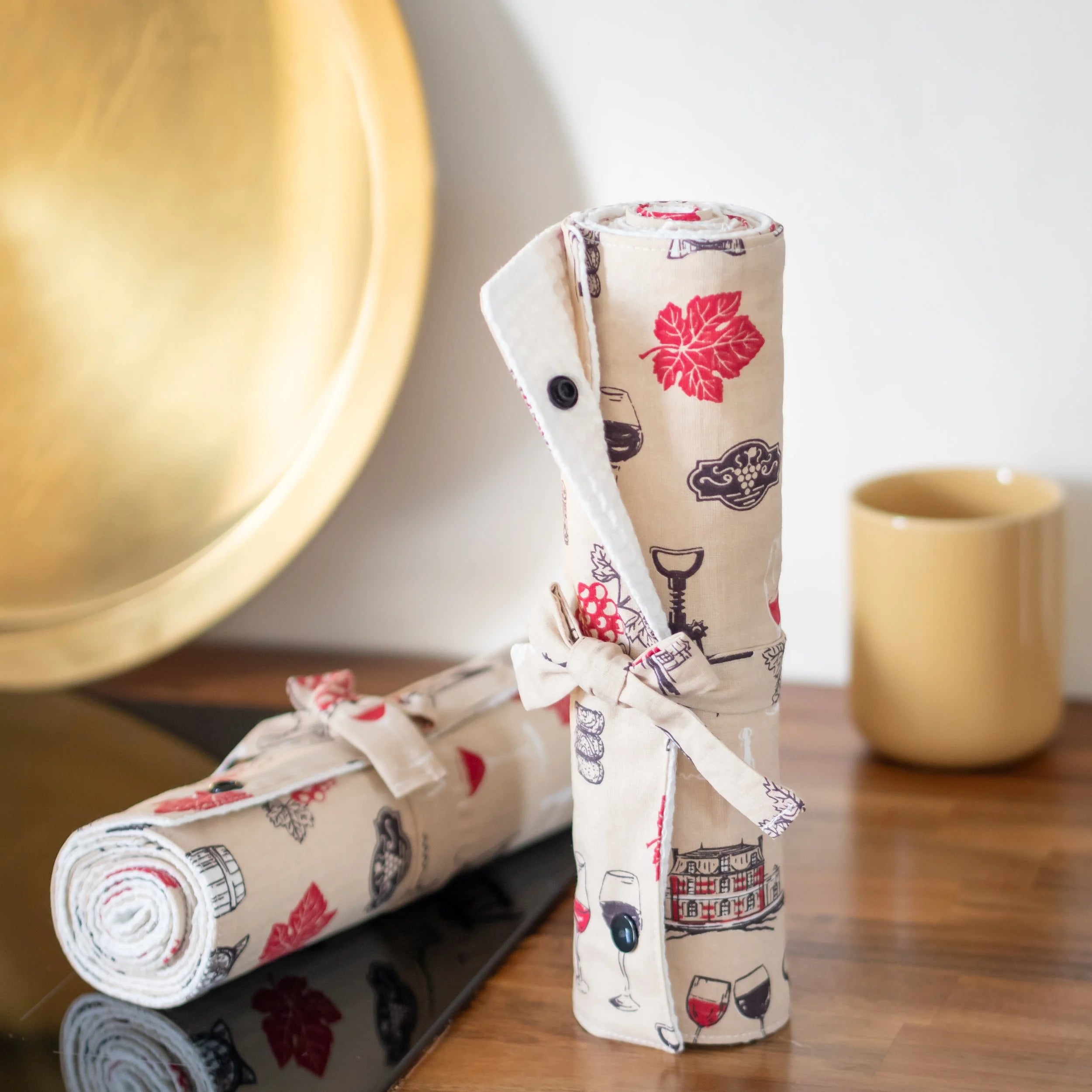 Essuie-tout lavable réutilisable en tissu et nid d’abeille Vin - L'Atelier de July