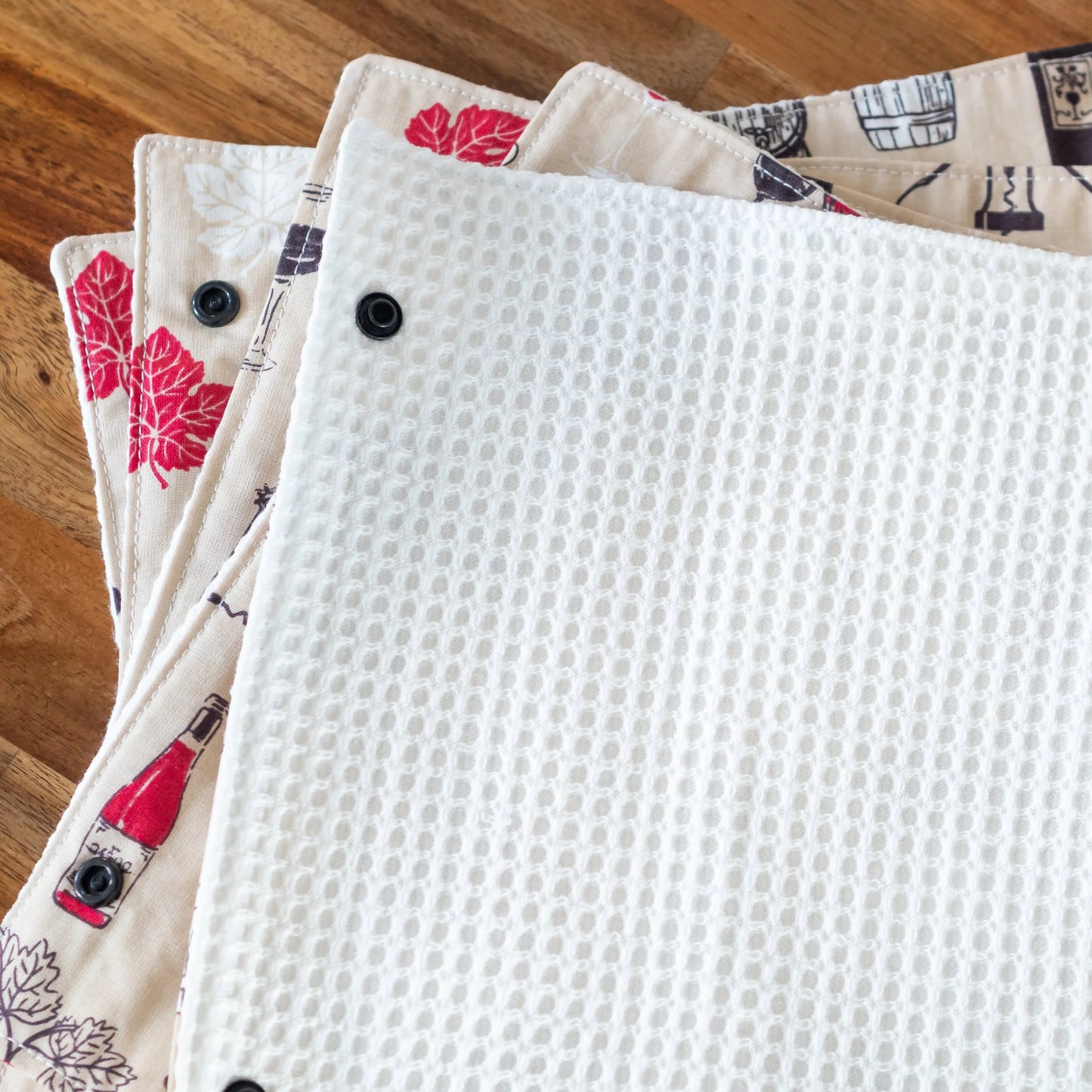 Essuie-tout en tissu lavable Bio "Vin" - Oeko-Tex