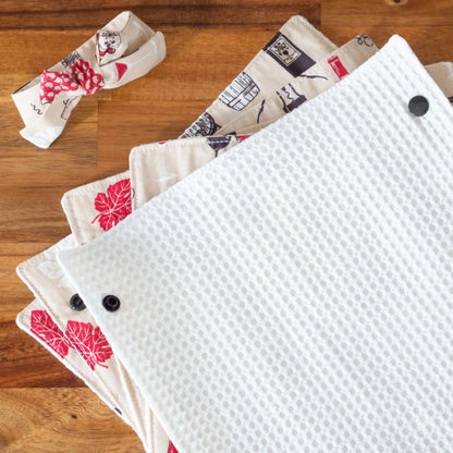 Essuie-tout en tissu lavable Bio "Vin" - Oeko-Tex