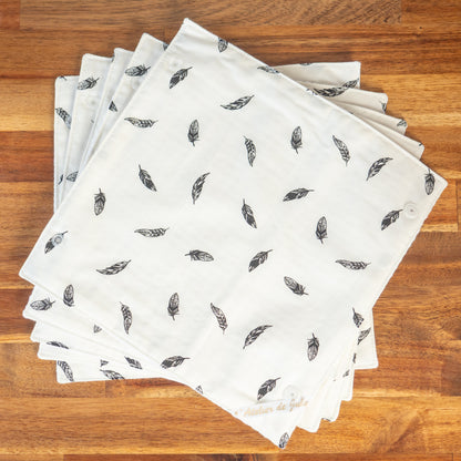 Essuie-tout lavable réutilisable en tissu et nid d’abeille Plume noire - L'Atelier de July