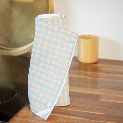 Essuie-tout lavable réutilisable en tissu et nid d’abeille Vichy - L'Atelier de July