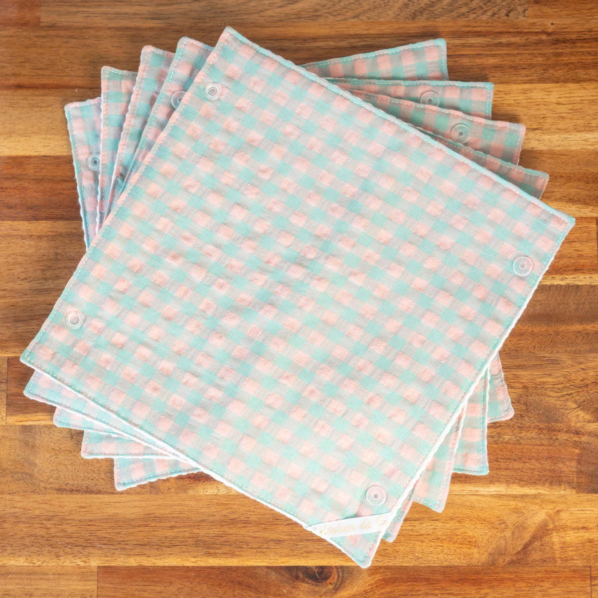 Essuie-tout lavable réutilisable en tissu et nid d’abeille Vichy - L'Atelier de July