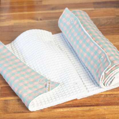 Essuie-tout lavable réutilisable en tissu et nid d’abeille Vichy - L'Atelier de July