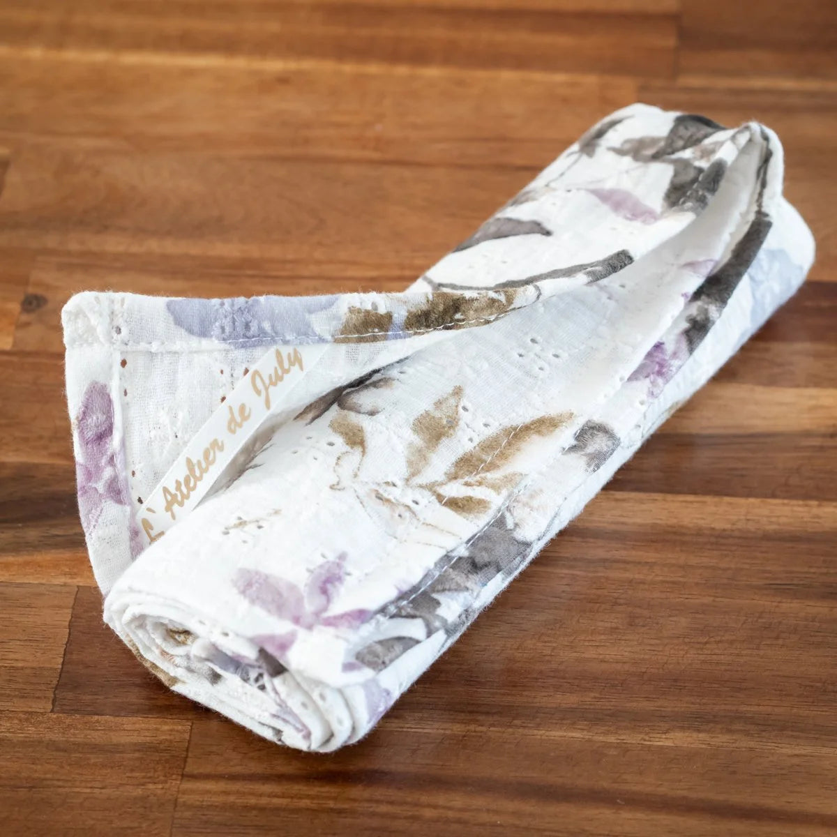 Grand lange pour bébé en coton bio Lila - L'Atelier de July