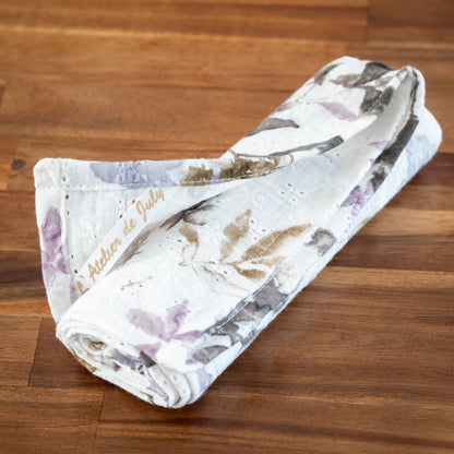 Grand lange pour bébé en coton bio Lila - L'Atelier de July