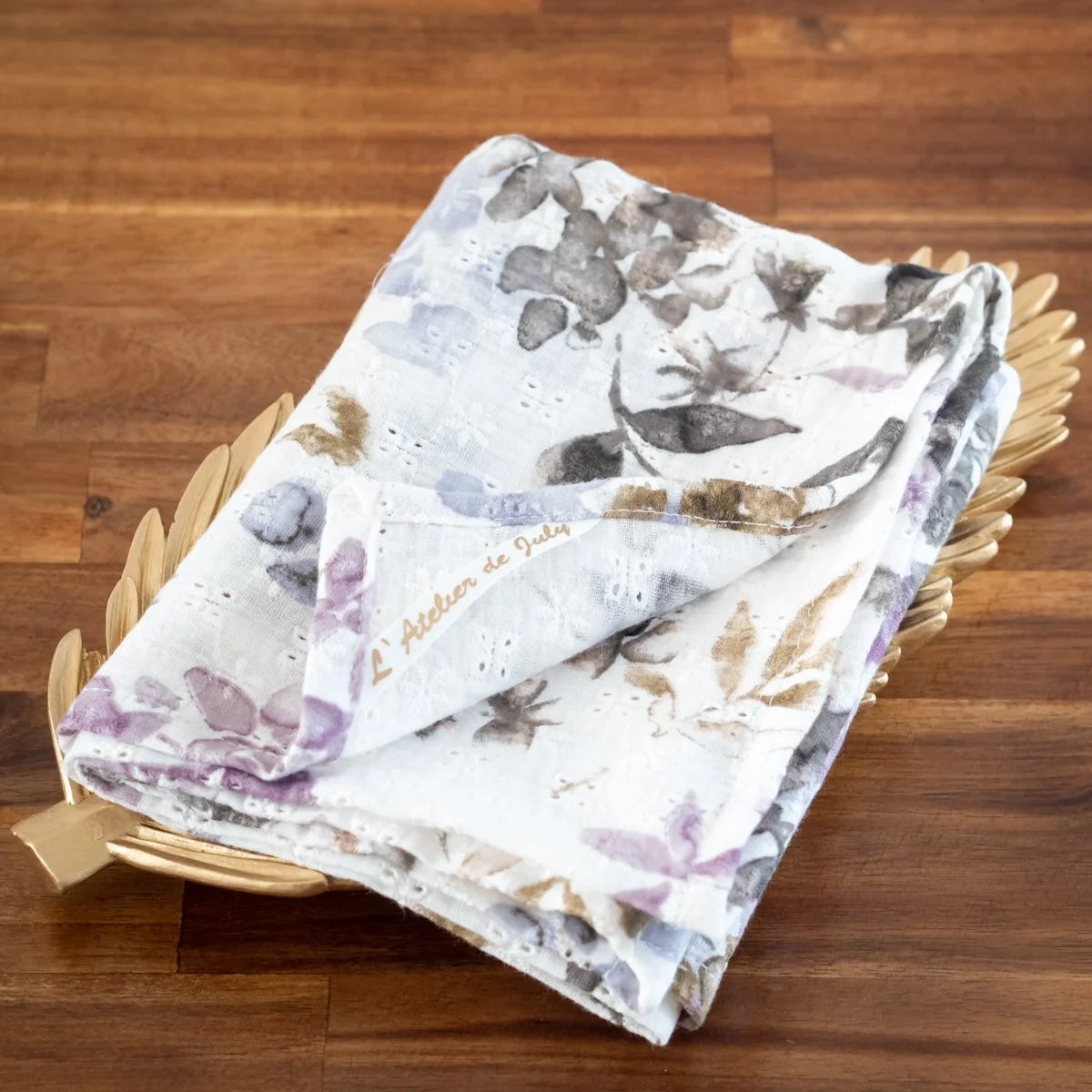 Grand lange pour bébé en coton bio Lila - L'Atelier de July