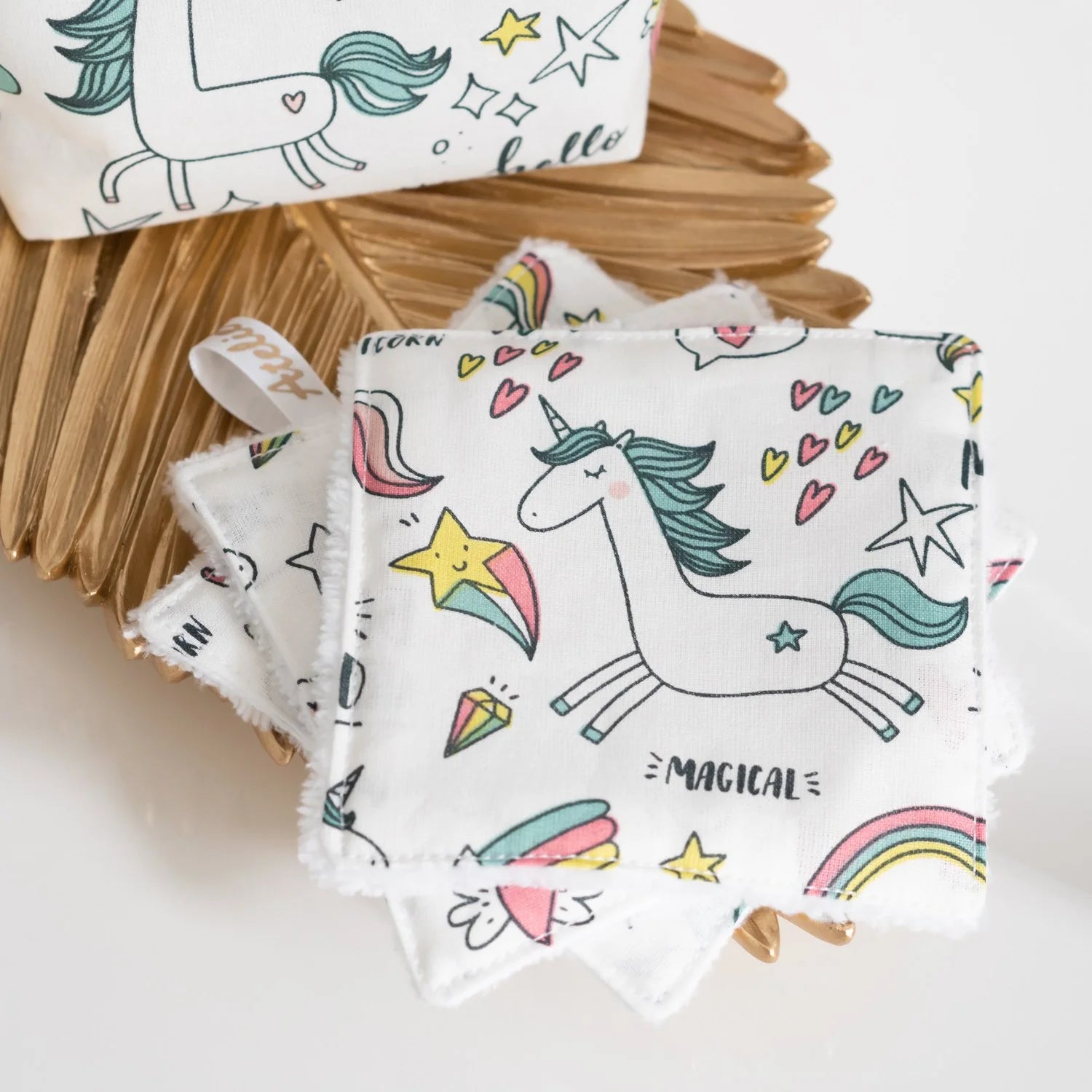 Coton lavable Bio et panier Licorne