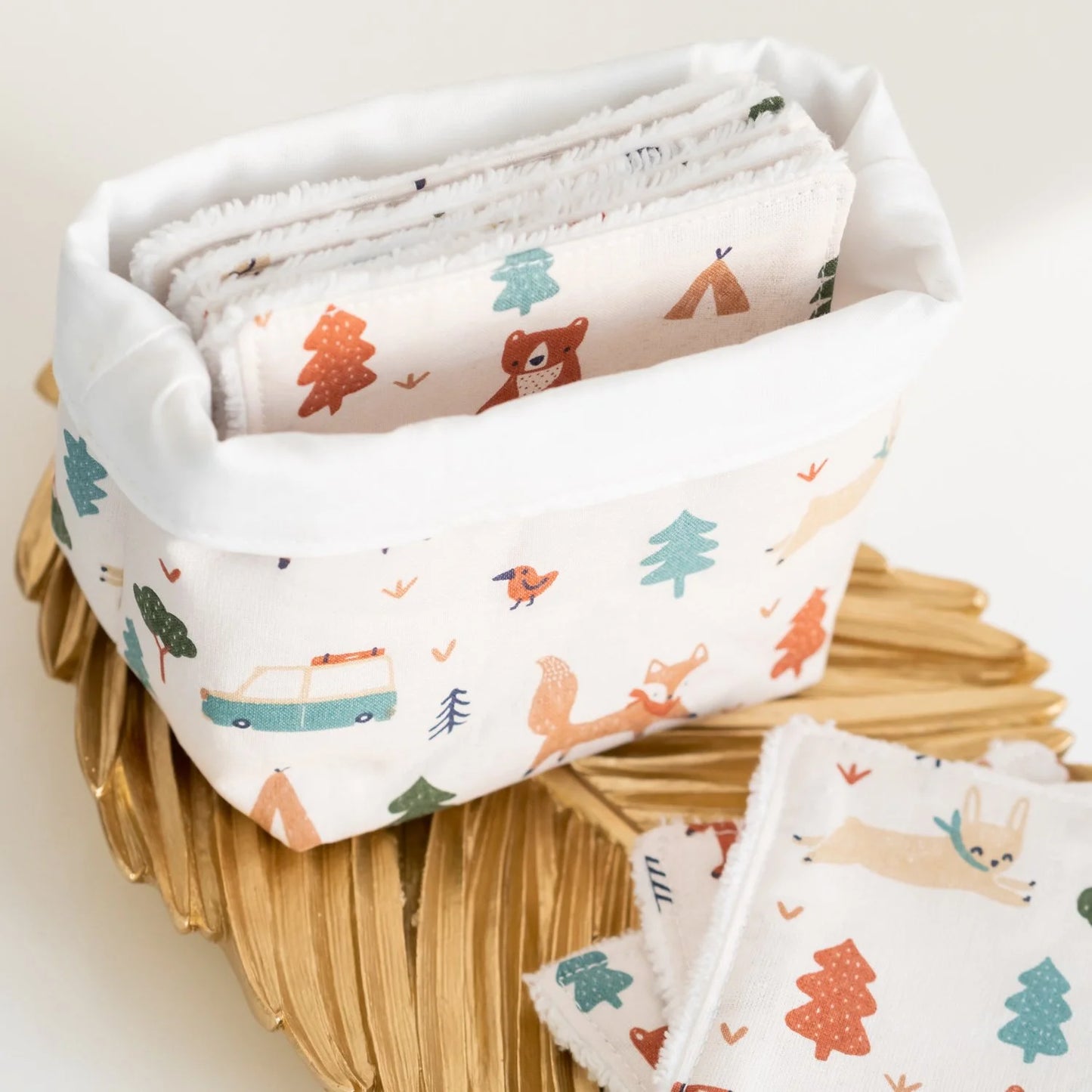 Coton lavable Bio et panier Forêt