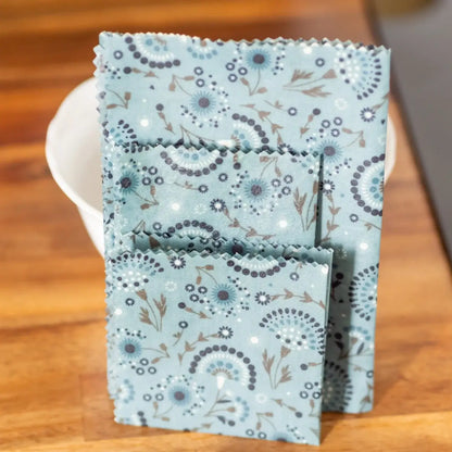 Bee-wrap Green Éventail, emballage alimentaire à la cire d’abeille 100% naturel - Lot de 3