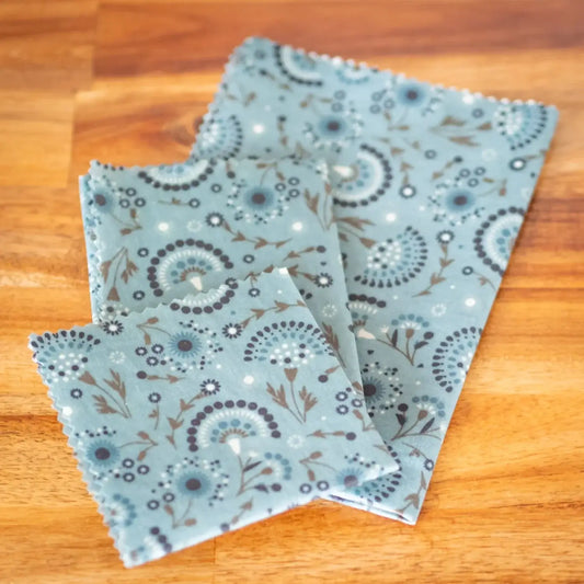 Bee-wrap Green Éventail, emballage alimentaire à la cire d’abeille 100% naturel - Lot de 3