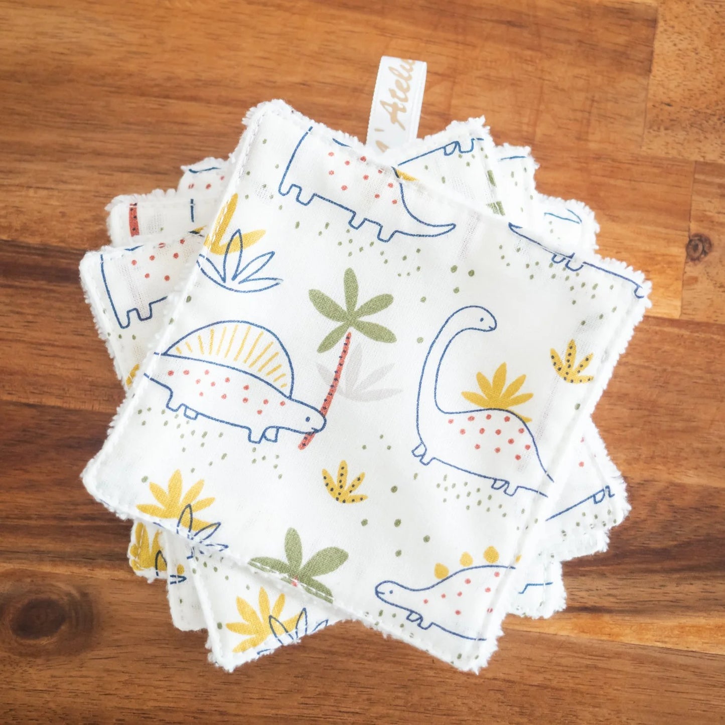 Coton lavable Bio et panier Dino - L'Atelier de July