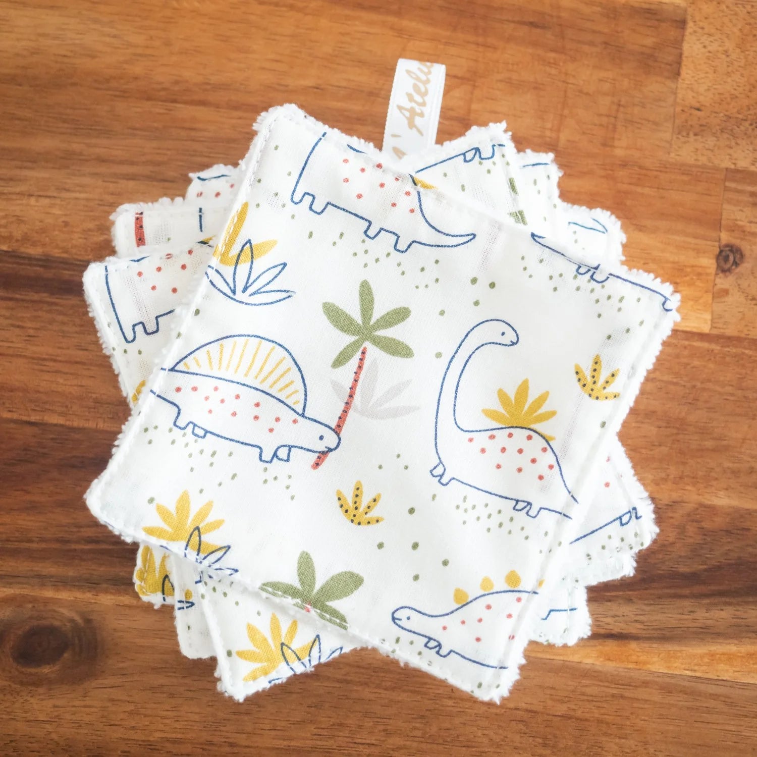 Coton lavable Bio et panier Dino - L'Atelier de July