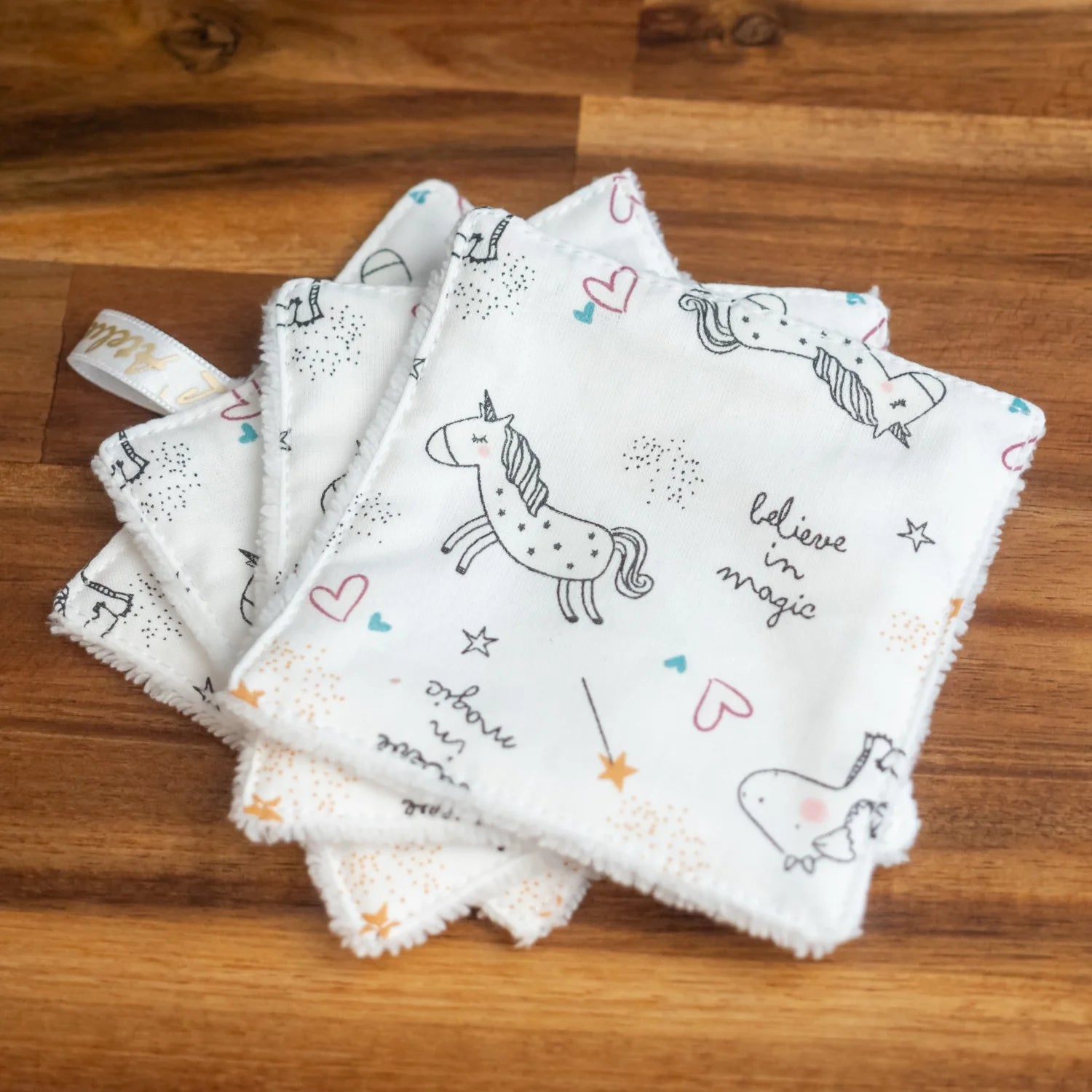 Coton lavable Bio et panier Licornes phosphorescentes - L'Atelier de July