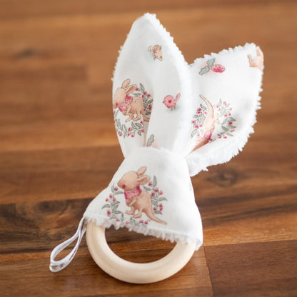 Anneau de dentition Malya pour bébé en tissu Bio et bois - L'Atelier de July