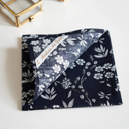 Grand mouchoir en coton BIO « Blueberry » lavable et réutilisable