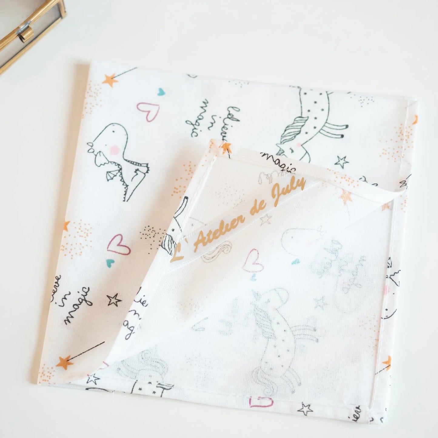 Grand Mouchoir enfant BIO Licornes Phosphorescentes - L'Atelier de July