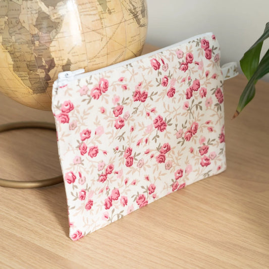 Pochette à main plate en tissu Bio Roseraie