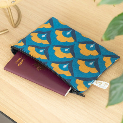 Pochette à main plate en tissu Bio « Wax Éventail »