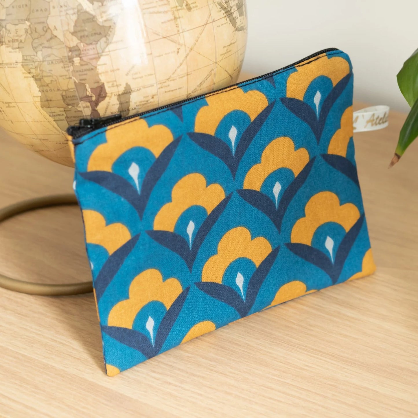 Pochette à main plate en tissu Bio « Wax Éventail »