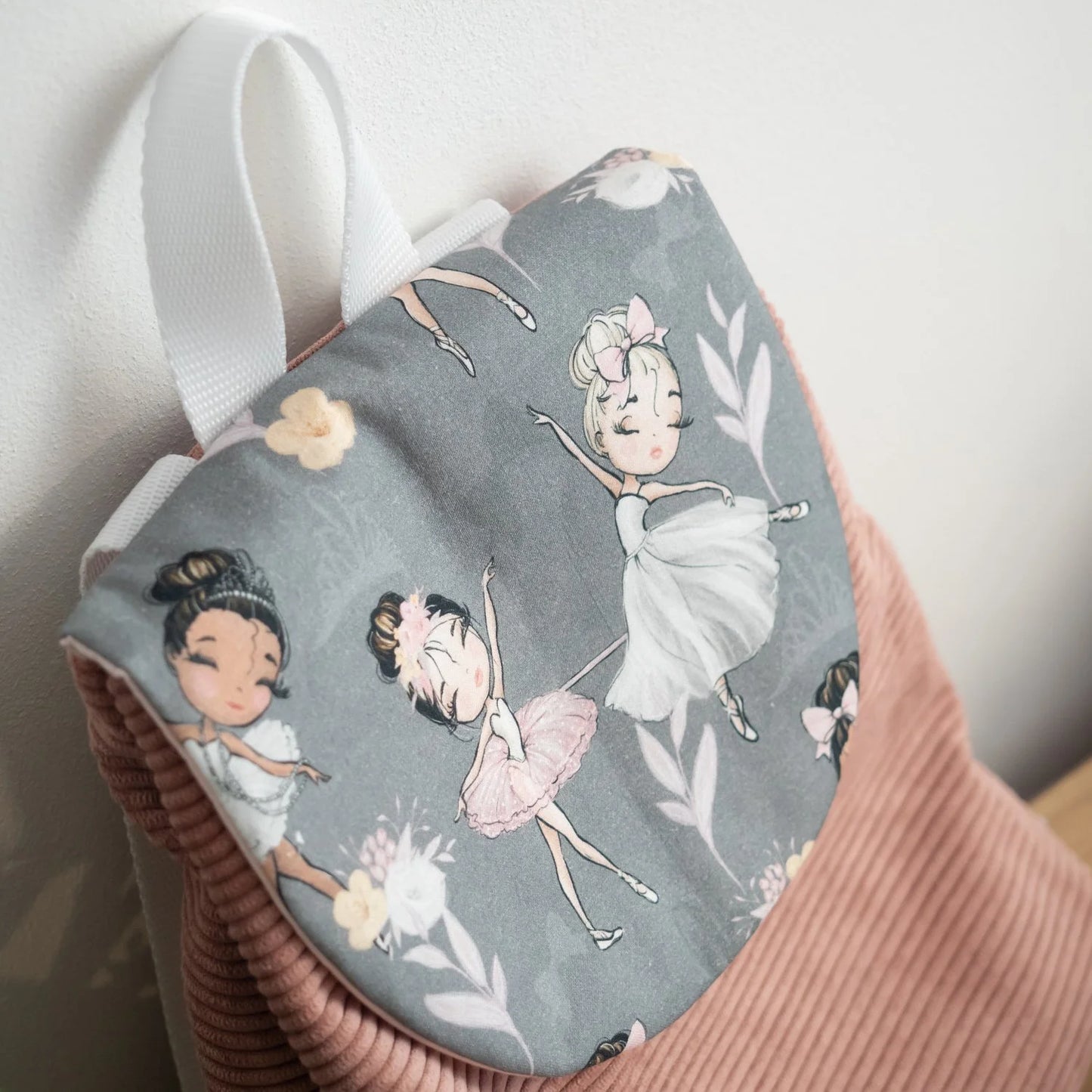 Sac à dos en velours côtelé rose et tissu Bio Ballerine - L'Atelier de July