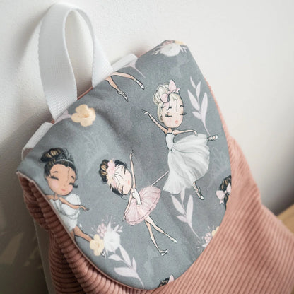 Sac à dos en velours côtelé rose et tissu Bio Ballerine - L'Atelier de July