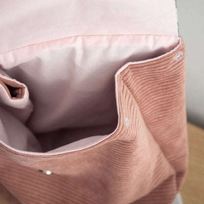Sac à dos en velours côtelé rose et tissu Bio Ballerine - L'Atelier de July