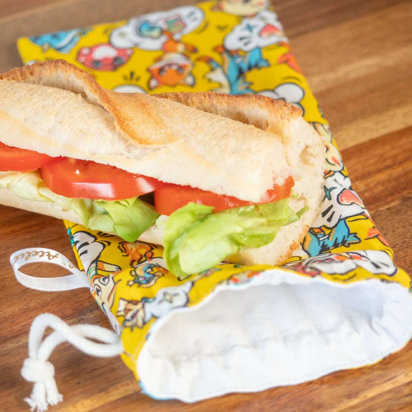 Sac à sandwich enfant en coton et coton enduit Pika - L'Atelier de July