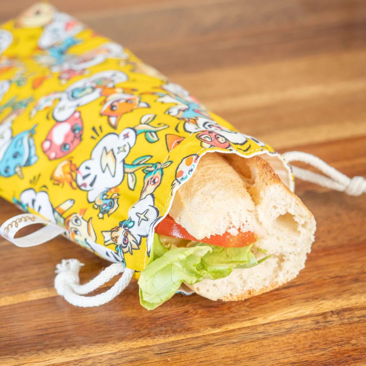 Sac à sandwich enfant en coton et coton enduit Pika - L'Atelier de July