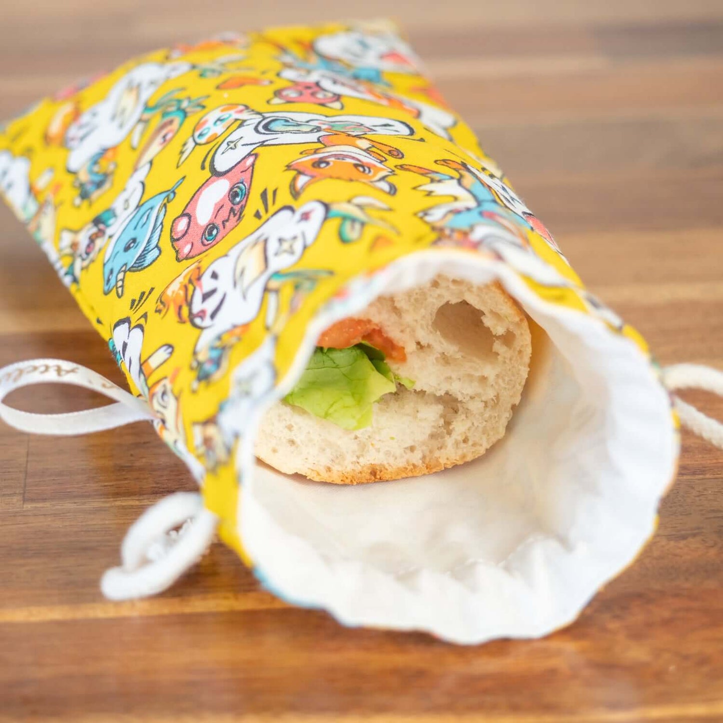 Sac à sandwich enfant en coton et coton enduit Pika - L'Atelier de July