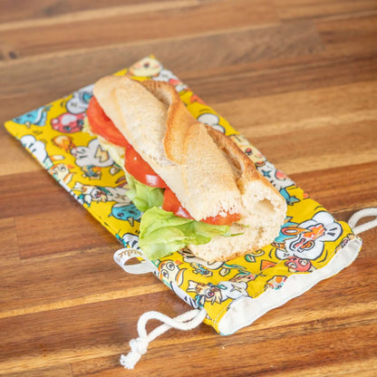 Sac à sandwich enfant en coton et coton enduit Pika - L'Atelier de July