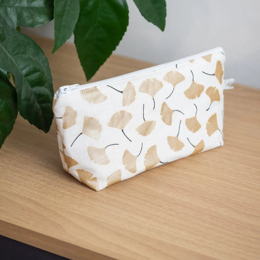 Trousse Ginkgo Doré en tissu bio