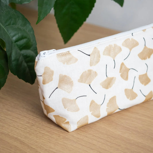 Trousse Ginkgo Doré en tissu bio