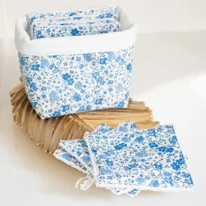 Coton lavable en tissu bio et panier Blue Liberty - L'Atelier de July